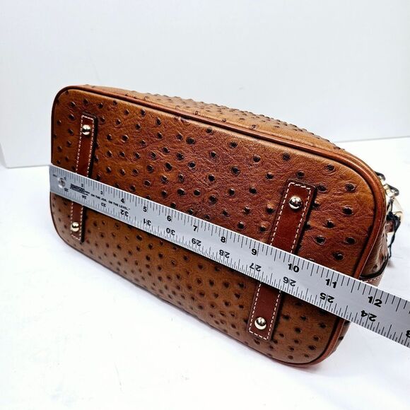 Dooney & Bourke Large Ostrich Embossed  Domed Satchel  Caramel Retail $368 - Picture 6 of 15